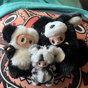 CLEARANCE Authentic Labubu Black & White Family with Upgraded Eyes and Fur